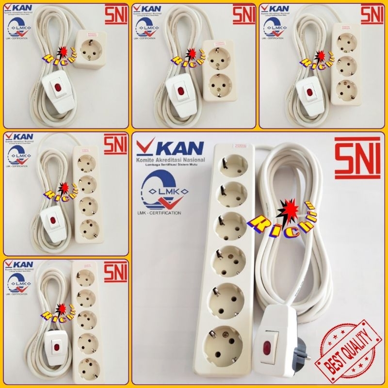 Stop Kontak Uticon 1 2 3 4 5 6 Terminal Kuningan / Steker Switch On Off / Kabel 2x0.75 eterna