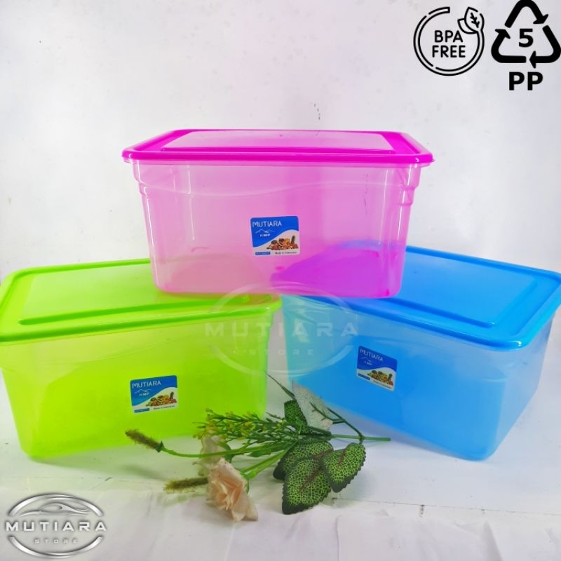 Paket 6 Pcs Toples Kotak Warna Klip 2500 ml | Wadah Penyimpanan Kotak Buah Sayur | Box Food Grade | Container Zayn Kmp Mutiara