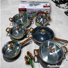 BMW Beverly Cook Were Stenlees steel Set 12 Pcs / Panci Set 12 Pcs All in Tutup Kaca