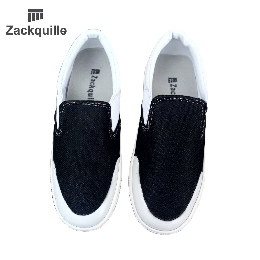 sepatu slip on pria wanita corvalue sepatu sneakers selop hitam putih trendi kasual size 35 - 44