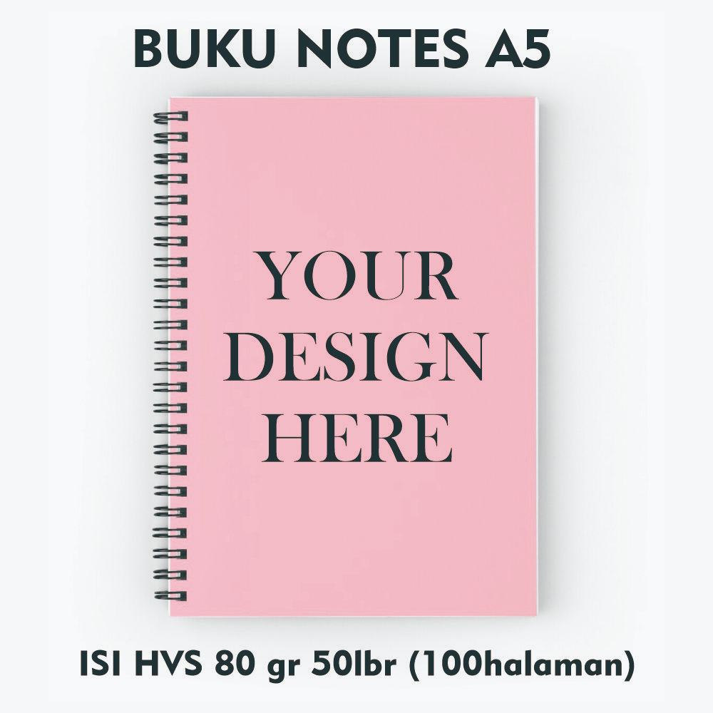 

Notes custom A5 / Notebook Spiral A5 - Cover Depan / Isi 50 lembar - Minimal Pemesanan 2 pcs