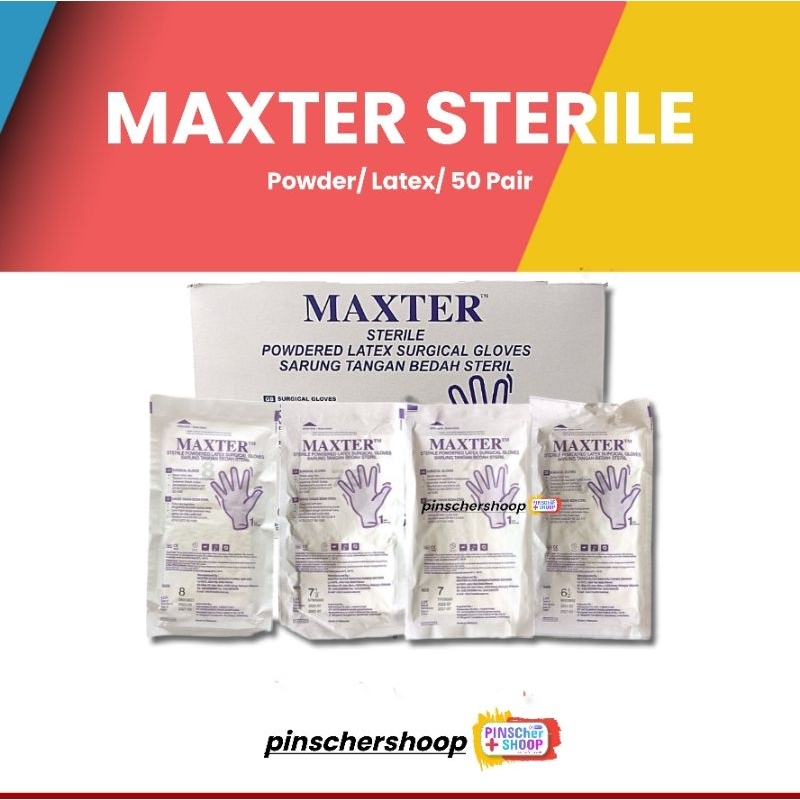 Sarung Tangan Maxter Sterile Handscoon Steril Latex Glove / Box