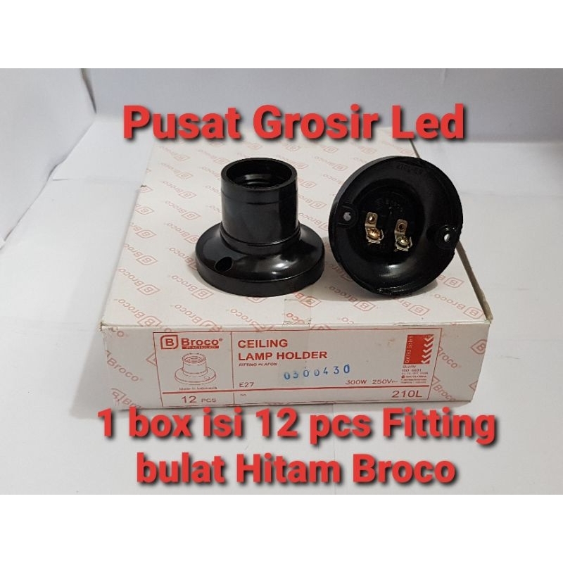 PAKET HEMAT 12 PCS (1 BOX ) FITTING BULAT HITAM BROCO SNI E27