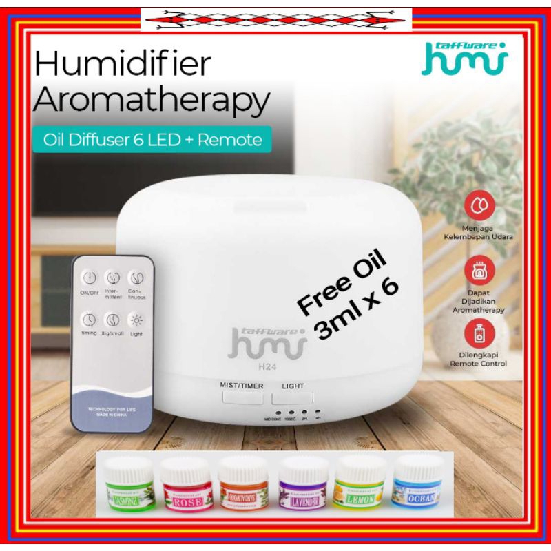 Taffware Humidifier Diffuser Aromatherapy Oil Essential Model Tanpa Filter Kapas Pengharum Pelembab 