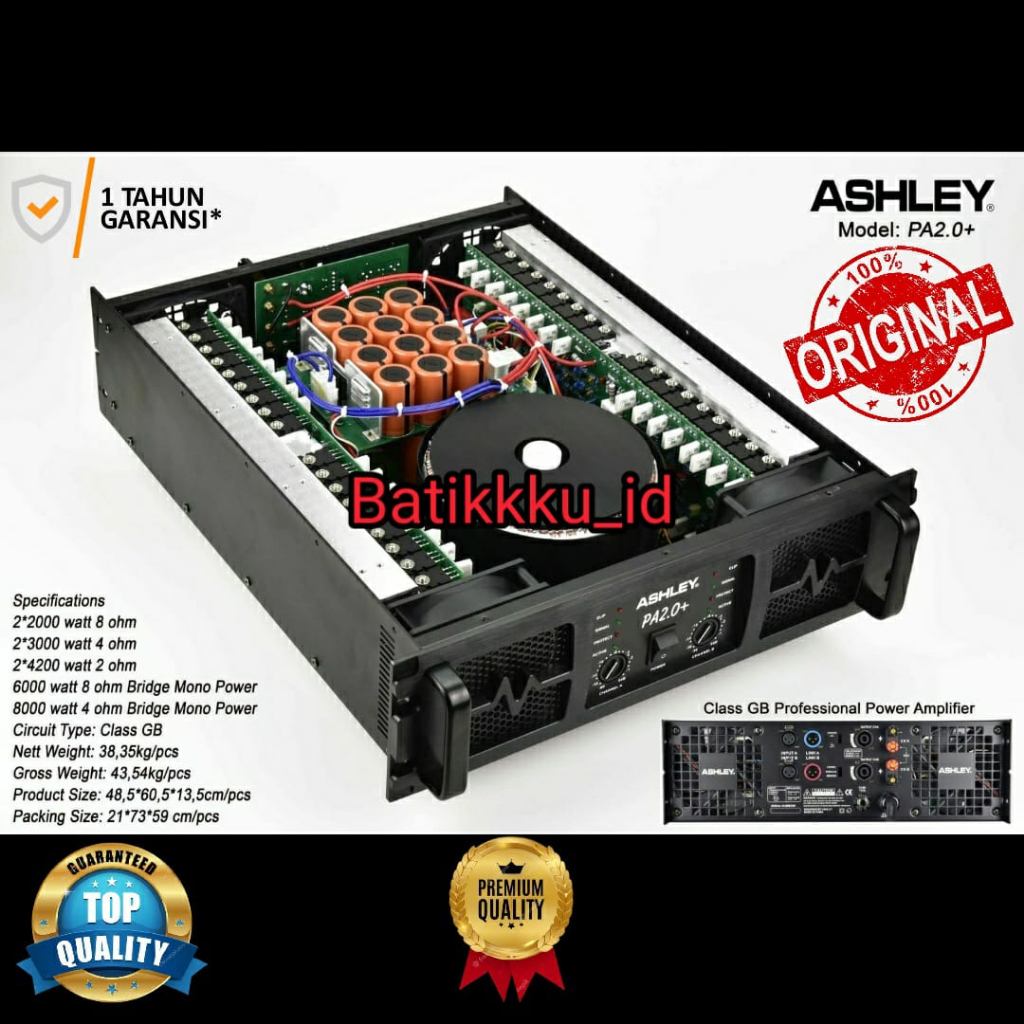 Power ASHLEY PA 2.0+ PA2.0+ PA 2 0 + PA 2.0 ORIGINAL 2CH CLASS GB 4200 WATT