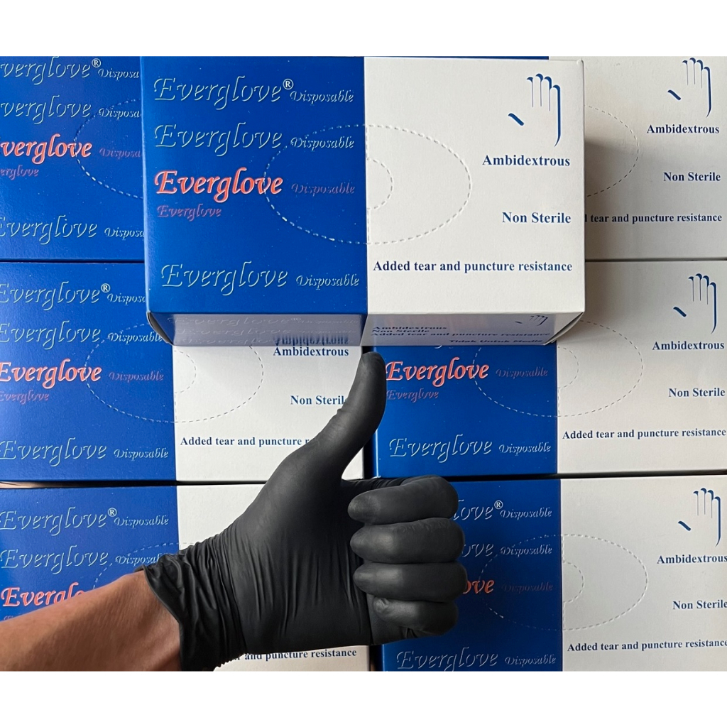 Nitril Sarung Tangan Nitrile Karet Latex Gloves Powder Free ORIGINAL 100% Glove