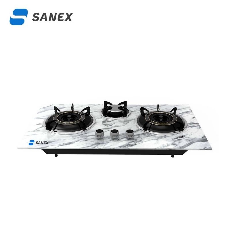 Kompor Gas Tanam SANEX SN-KT301 / Meja Motif Marble 3 Tungku (2in1)