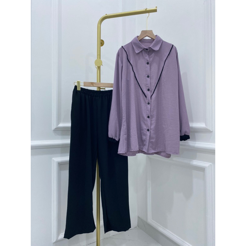 ONE SET CRINKLE SETCEL PHIA JUMBO BUSUI KANCING DEPAN  GROSIR PGMTA MURAH LEBARAN