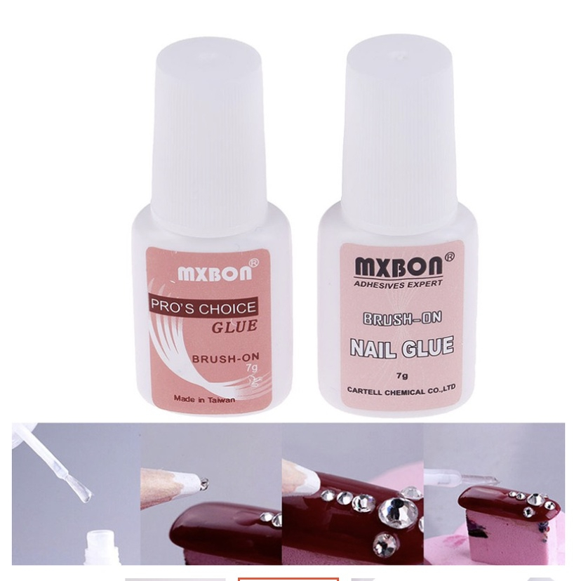 LEM KUKU PALSU AKRILIK GLITTER MXBON CEPAT KERING DENGAN BRUSH UNTUK NAIL ART NAIL GLUE