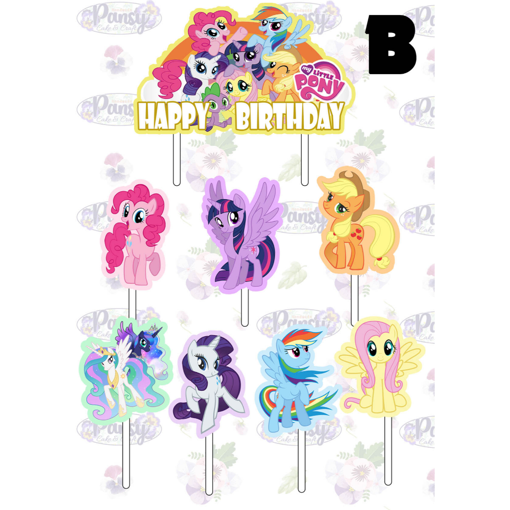 Cupcake topper / Cake topper + Banner birthday Little Pony EKONOMIS