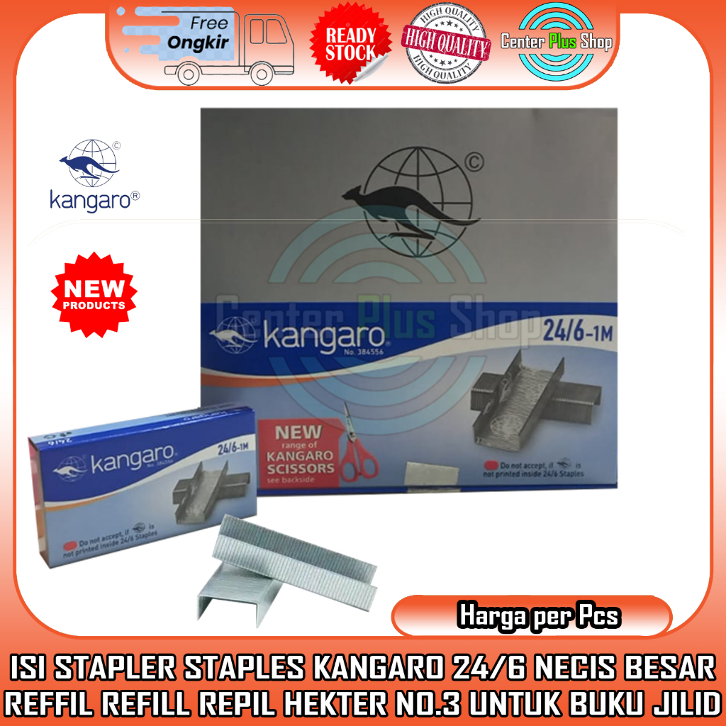 

Isi Necis Staples Kangaro No.3 24/6 Stapler Besar Kokot Perlengkapan Sekolah Kerja Untuk Buku Berkas Jilid Dokumen Berbentuk U Hekter Reffil Refill Repil Alat Tulis Atk Jepretan Tahan Lama Awet Kangguru Lebih Kuat Dan Tajam