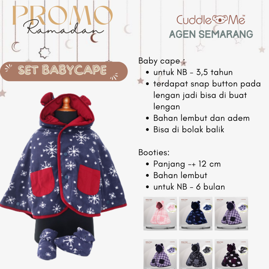 Cuddleme Babycape Dan Booties Jaket Bayi Newborn Bolak Balik SNI Nyaman BERGARANSI