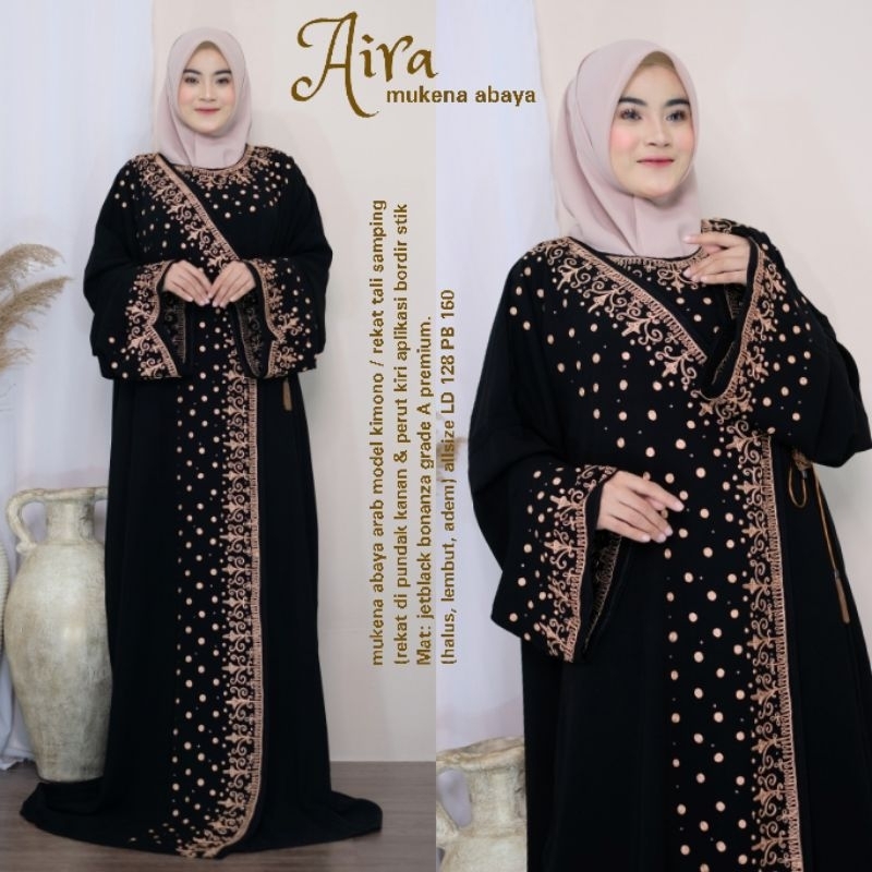 mukena abaya sholat rekat kimono bordir stik jetblack bonanza