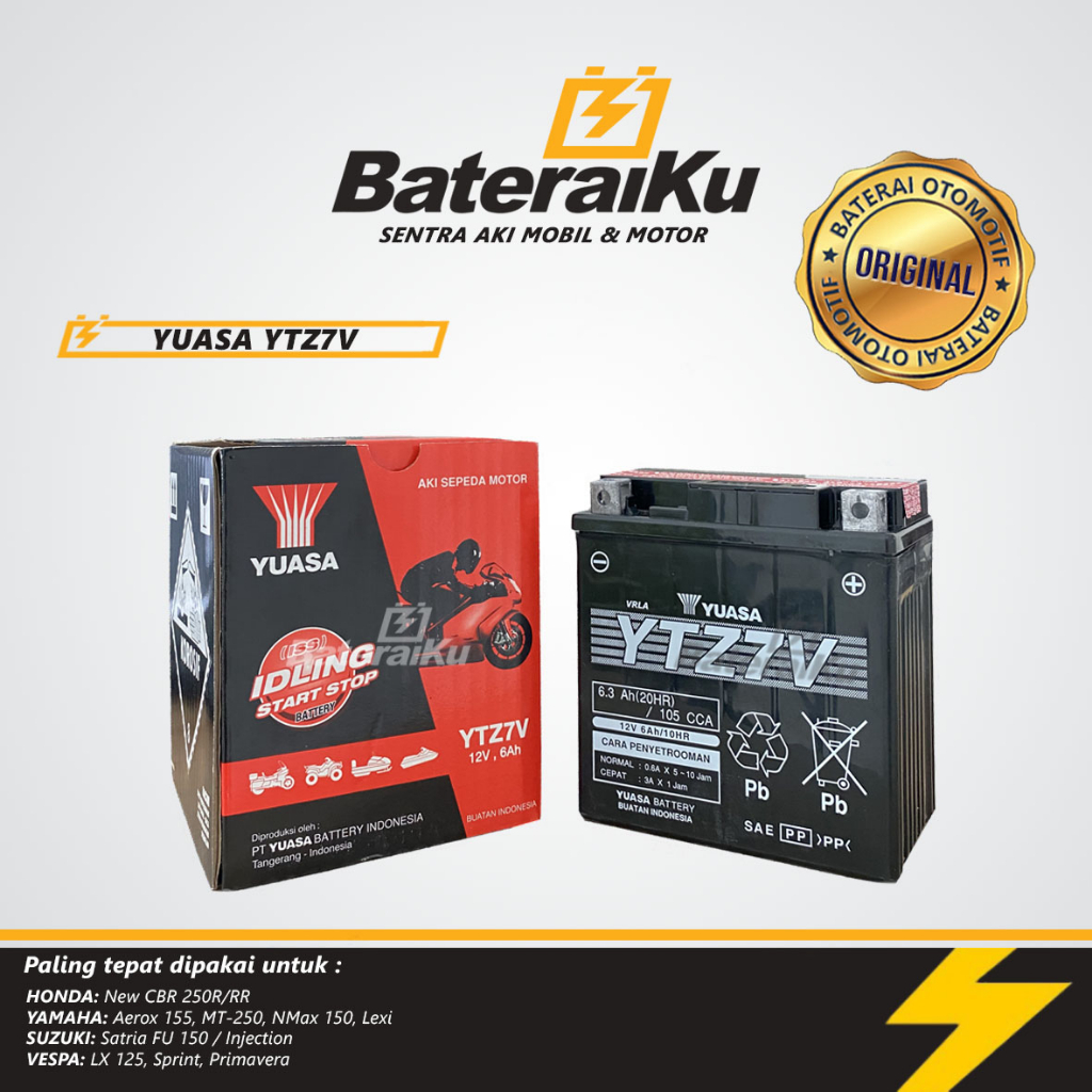 JUAL AKI MOTOR YUASA KERING YTZ7V UNTUK AEROX, NMAX, SATRIA, CBR, DLL