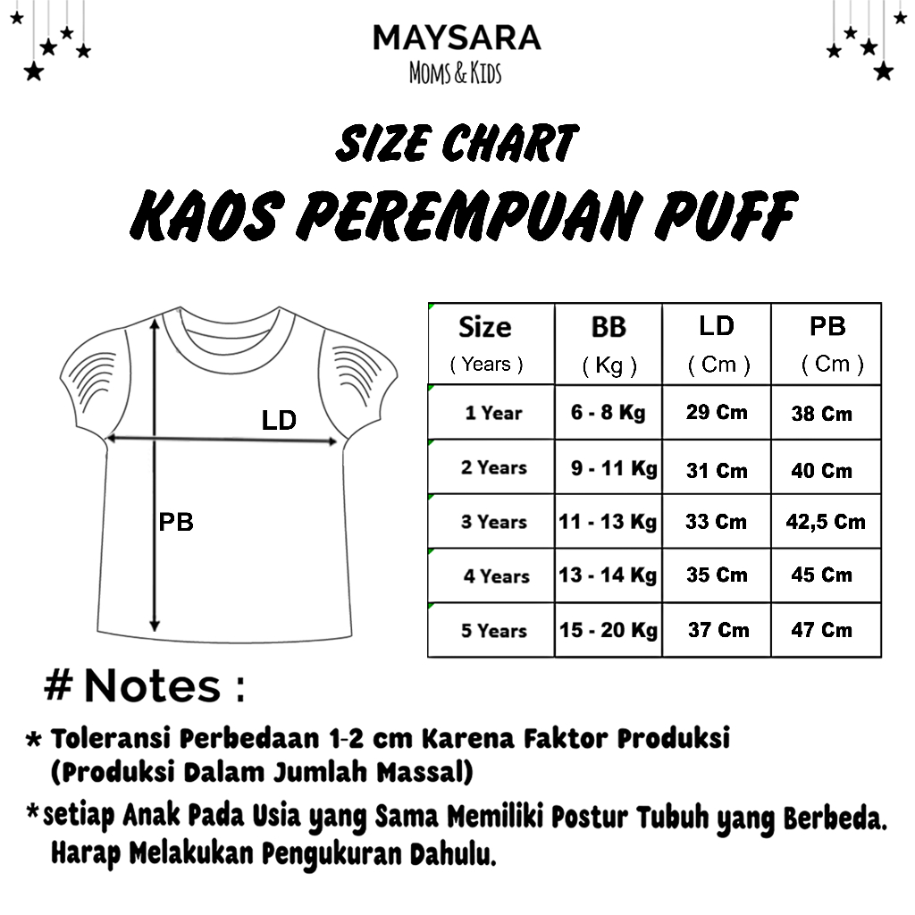 Kaos Anak Perempuan Lengan Balon Puff Tee Maysara
