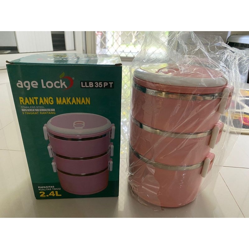 PROMO Age Lock LLB 35 PT / LLB35PT Rantang Kotak Makan 3 Susun Multifungsi