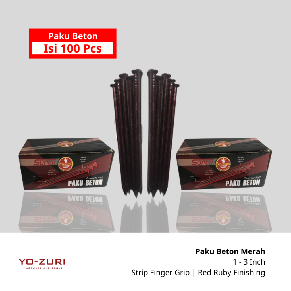 Paku Beton Tembok Merah 1-4 Inch Isi 100Pcs YOZURI