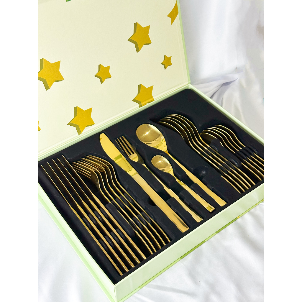 KINGSBAKEWARE  Elegant Cutlery Set Alat Makan Sendok Garpu 16/24 PCS