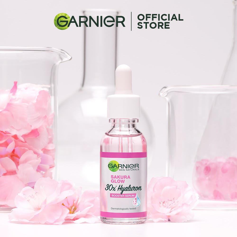 SERUM Garnier SAKURA Glow White Hyaluron 30x Booster Serum PINK - Kemasan Botol 30 ml / 15 ml - Skin Care Pencerah Wajah BPOM Putih Glowing