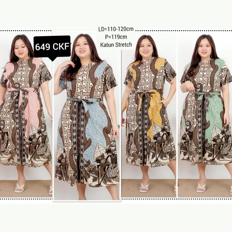 BIGSIZE DRESS UTARI BATIK JUMBO XXL TERUSAN KERJA KANTOR WANITA FASHION 649  MURAH