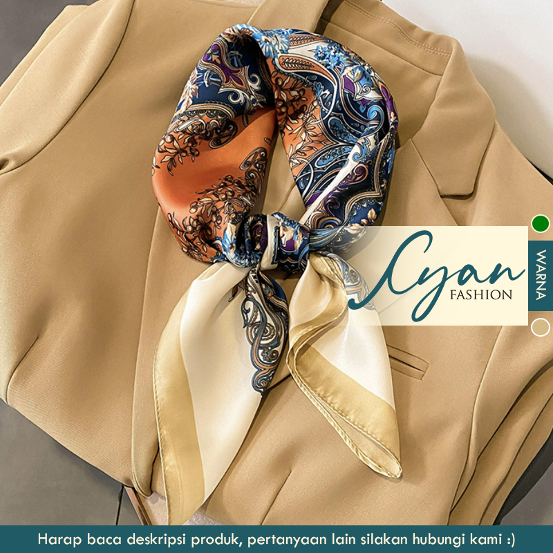 &quot;Moss&quot; 70x70 cm scarf, Motif Mewah Scarf Leher, Scarf Tas, Bahan High Grade Silk Immitation