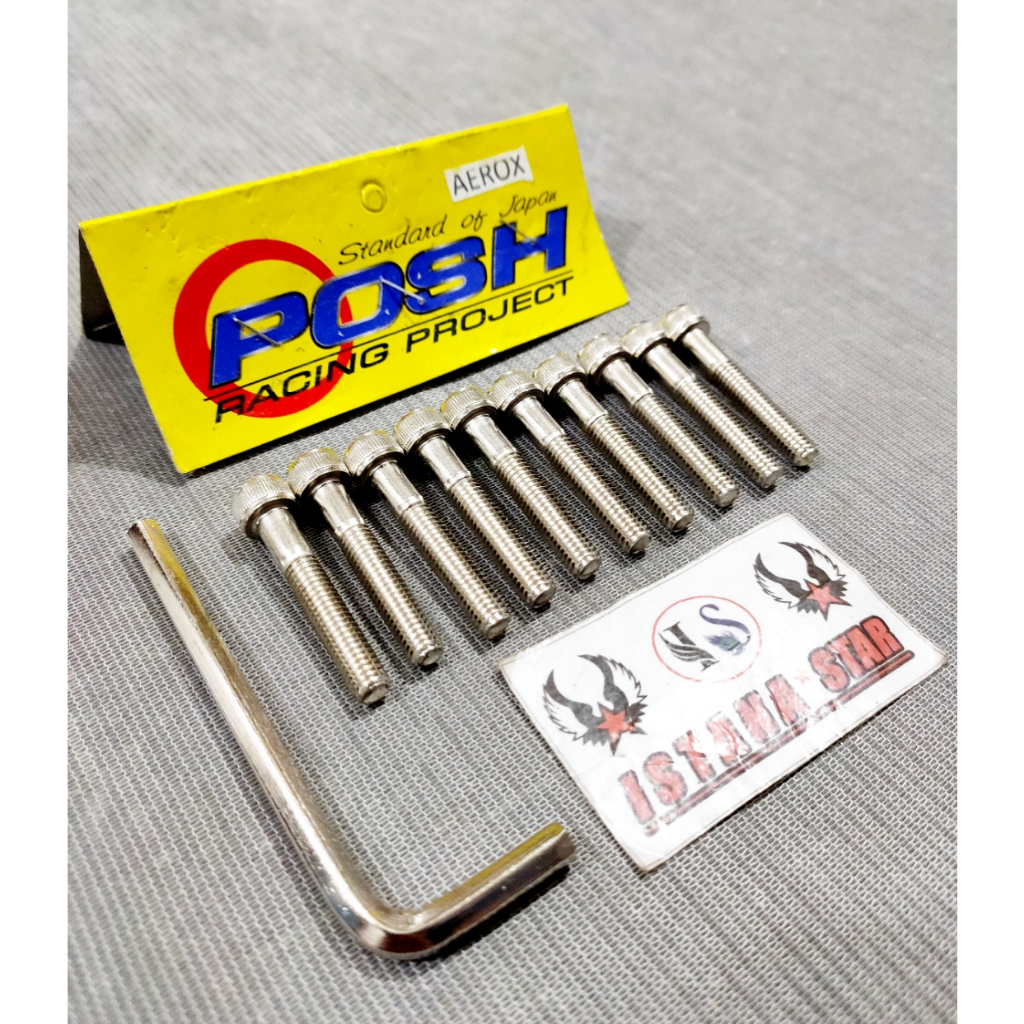 Baut Blok Mesin Aerox Full Set isi 10Pcs / Baut Blok CVT Aerox Full Set