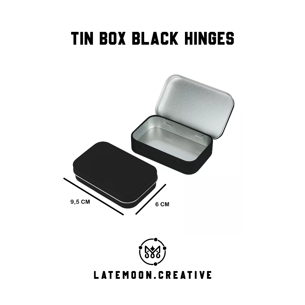 ( BISA COD ) BLACK TIN BOX HINGES POLOS UK 9,5 X 6 CM