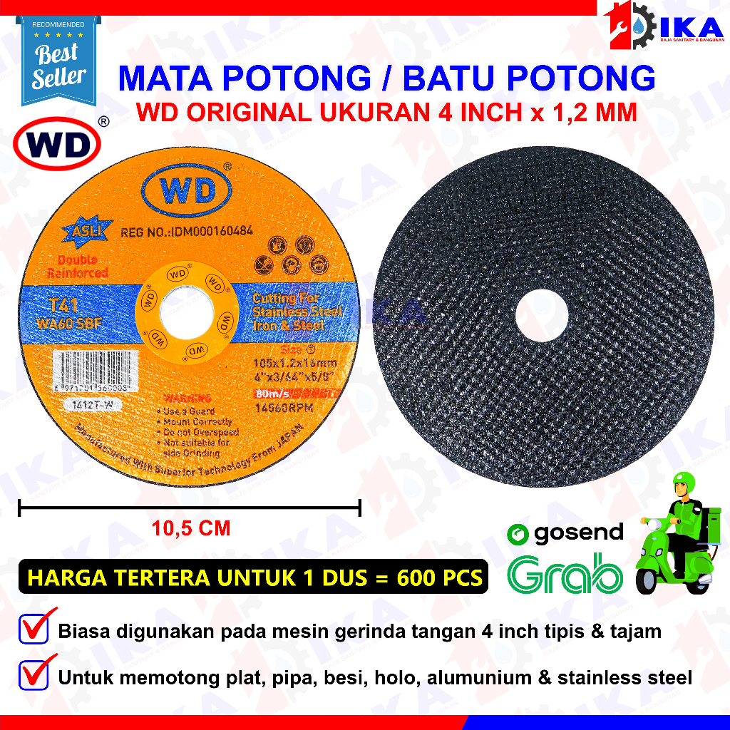 Mata gurinda gerinda WD 4 inch potong besi Cutting Wheel WD 600pcs