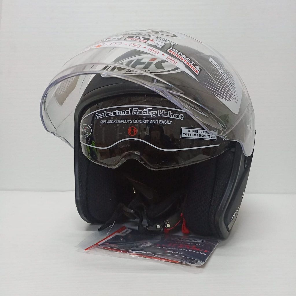 Helm NHK R1 Max Solid Black Doff Hitam Doff Double Visor Half Face - Helem Motor SNI DOT Touring Dewasa Pria Wanita Cewek Cowok Helmet Keren Terbaru Original