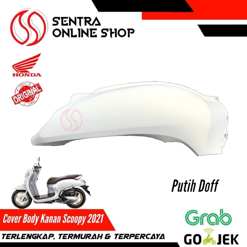 Cover body bodi kanan scoopy new prestige 2021 putih doff dop original