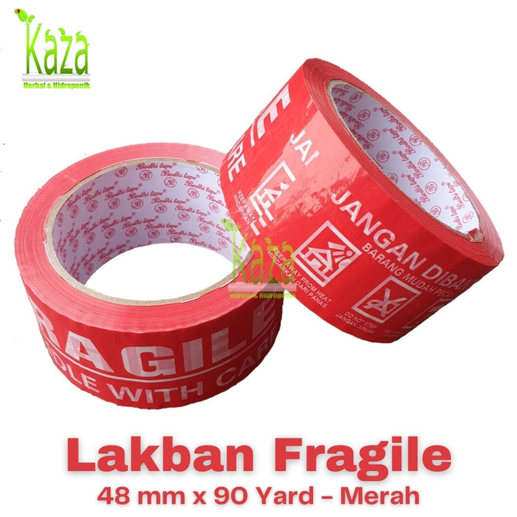 

Lakban Fragile Tape 48 mm x 90 Yard Tebal 90 Micron- Isolasi Jangan Dibanting