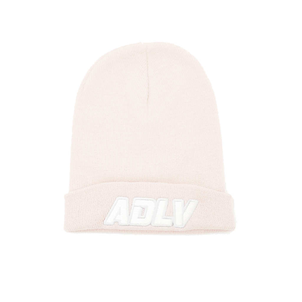 ADLV Pink Grey Logo Beanie Authentic / Topi Kupluk Acme De La Vie Merah Muda Original