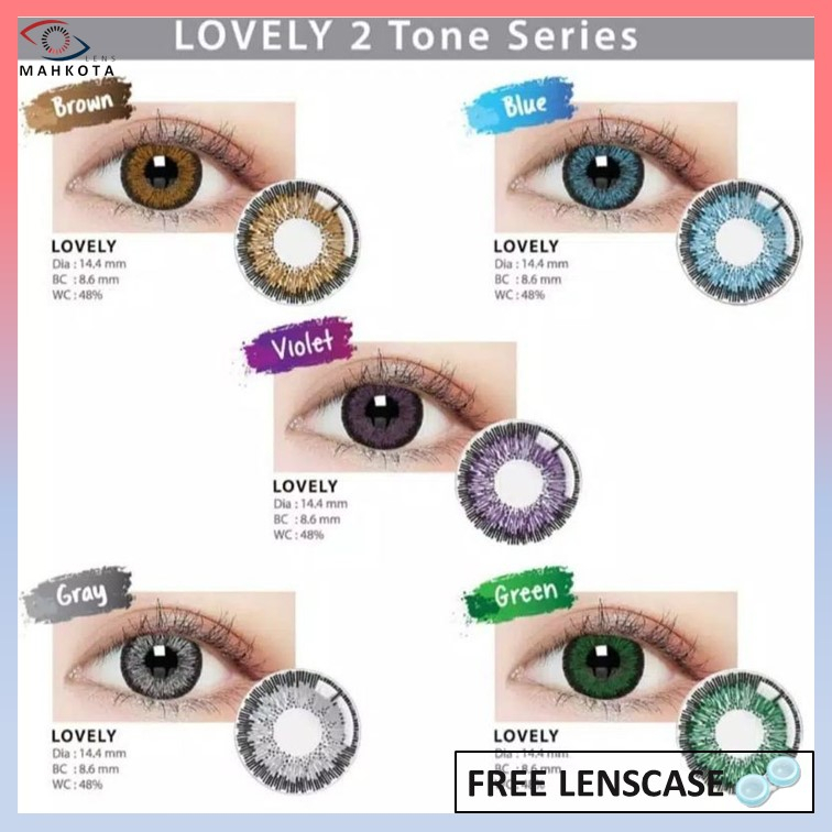 SOFTLENS LIVING COLOR LOVELY NORMAL &amp; MINUS (-0.50 s/d -3.00) BY IRISLAB 14.4MM / FREE LENSCASE / GREY BLACK BROWN / LIVING COLOR / Softlen Soflen Soflens