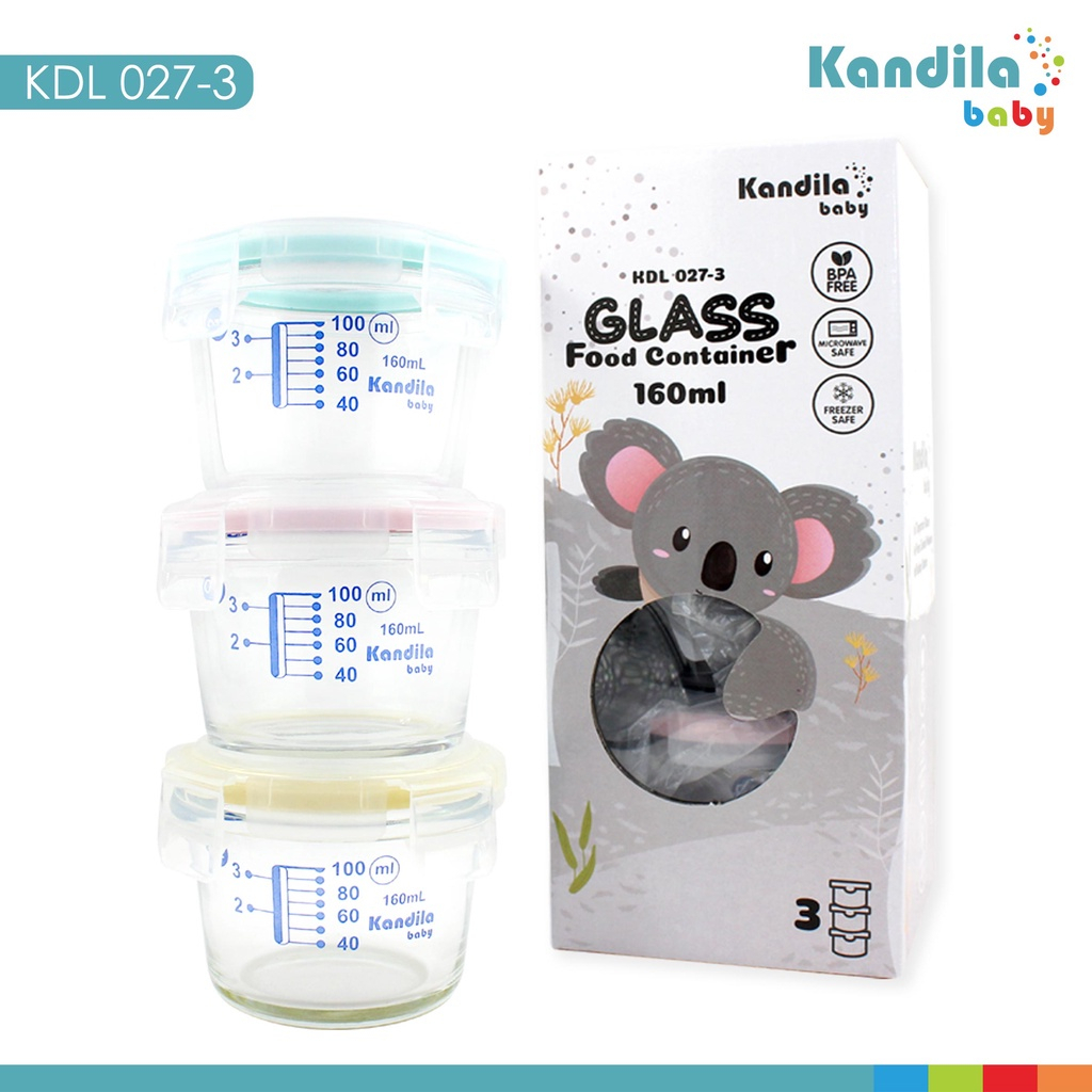 KANDILA BABY  GLASS FOOD CONTAINER 160ML KDL027-3 WADAH TEMPAT MAKAN BAYI