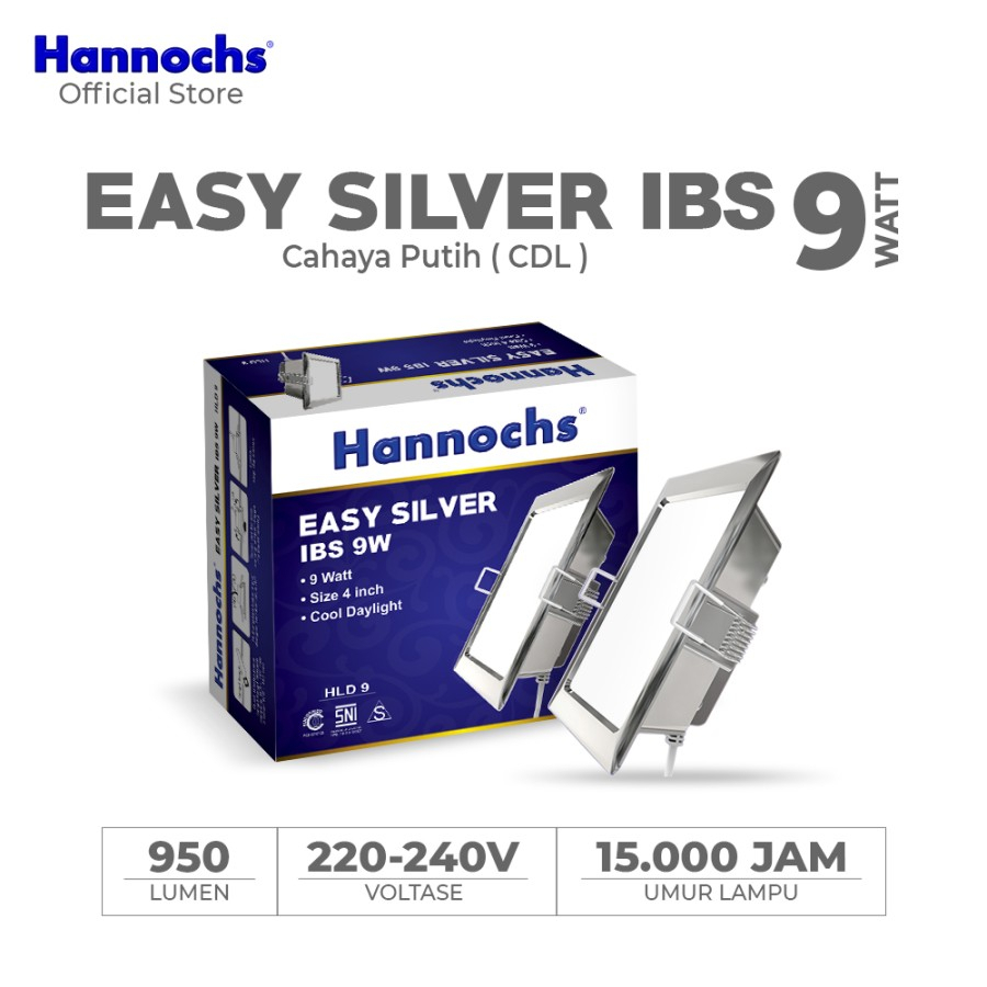 Lampu Downlight LED Hannochs Easy Silver 9W IBS CDL - Cahaya Putih