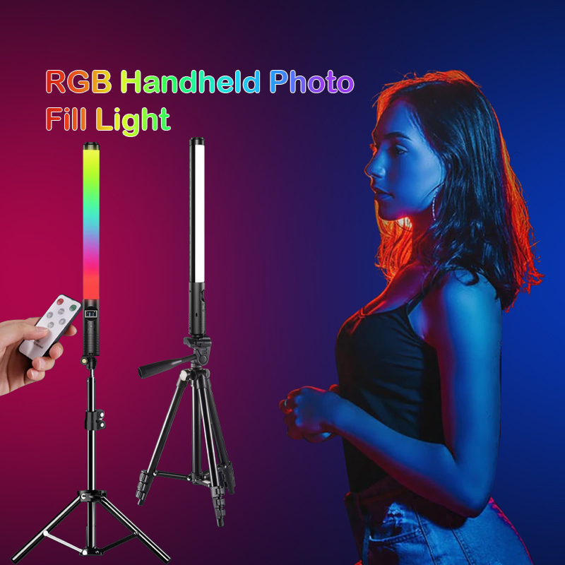 ⚡Ready Stock ⚡RGB Genggam Video LED Video Genggam yang 4000mh Dapat Diisi Ulang Lampu Foto Tongkat Lampu RGB, Lampu Sekitar Pesta Ulang Tahun dengan Remote Control, 2000 Lumens