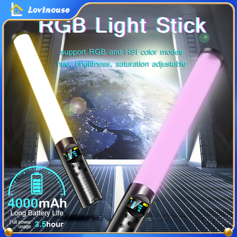 ⚡Ready Stock ⚡RGB Genggam Video LED Video Genggam yang 4000mh Dapat Diisi Ulang Lampu Foto Tongkat Lampu RGB, Lampu Sekitar Pesta Ulang Tahun dengan Remote Control, 2000 Lumens