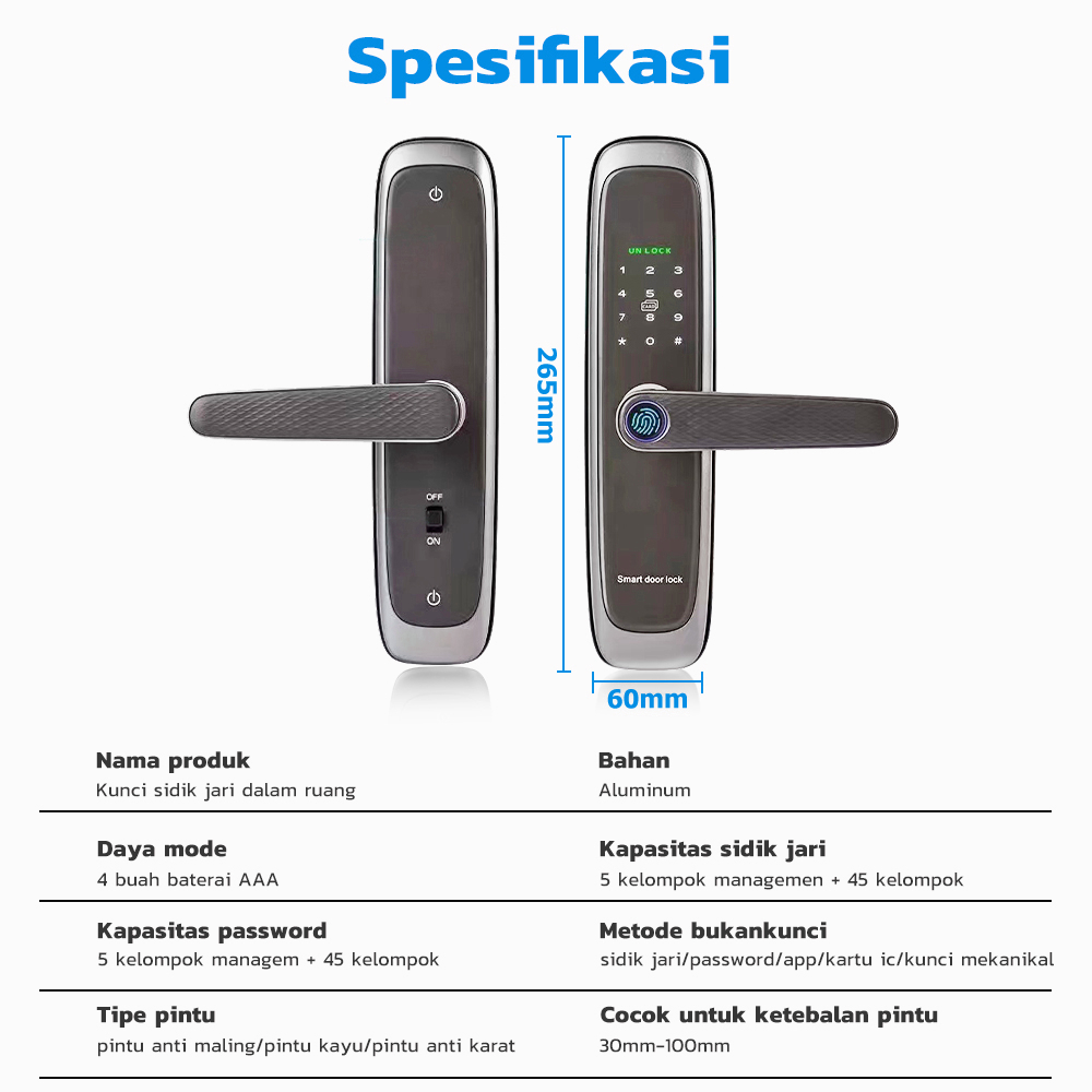 Kadonio kunci pintu digital kunci pintar kunci pintu sidik jari IC Card Digital Code Security Electronic Door Lock kunci pintu fingerprint