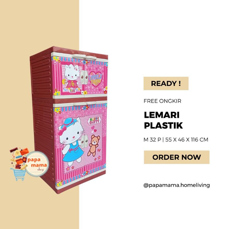 Lemari Anak Plastik Karakter Motif Cowok Cewek - Lemari Plastik 3 Tingkat - Medan