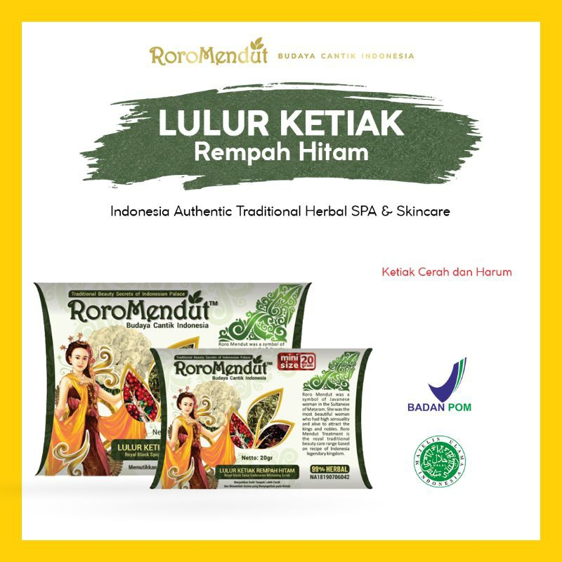 RORO MENDUT Lulur Pemutih Ketiak Rempah Hitam | Herbal Underarm Whitening Axillary Brightening Memut