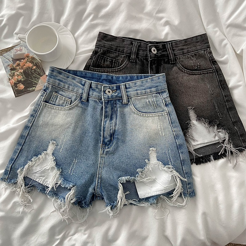 Hot Pant Jeans Wanita Highwaist Robek Pendek Jeans Korea Kekinian