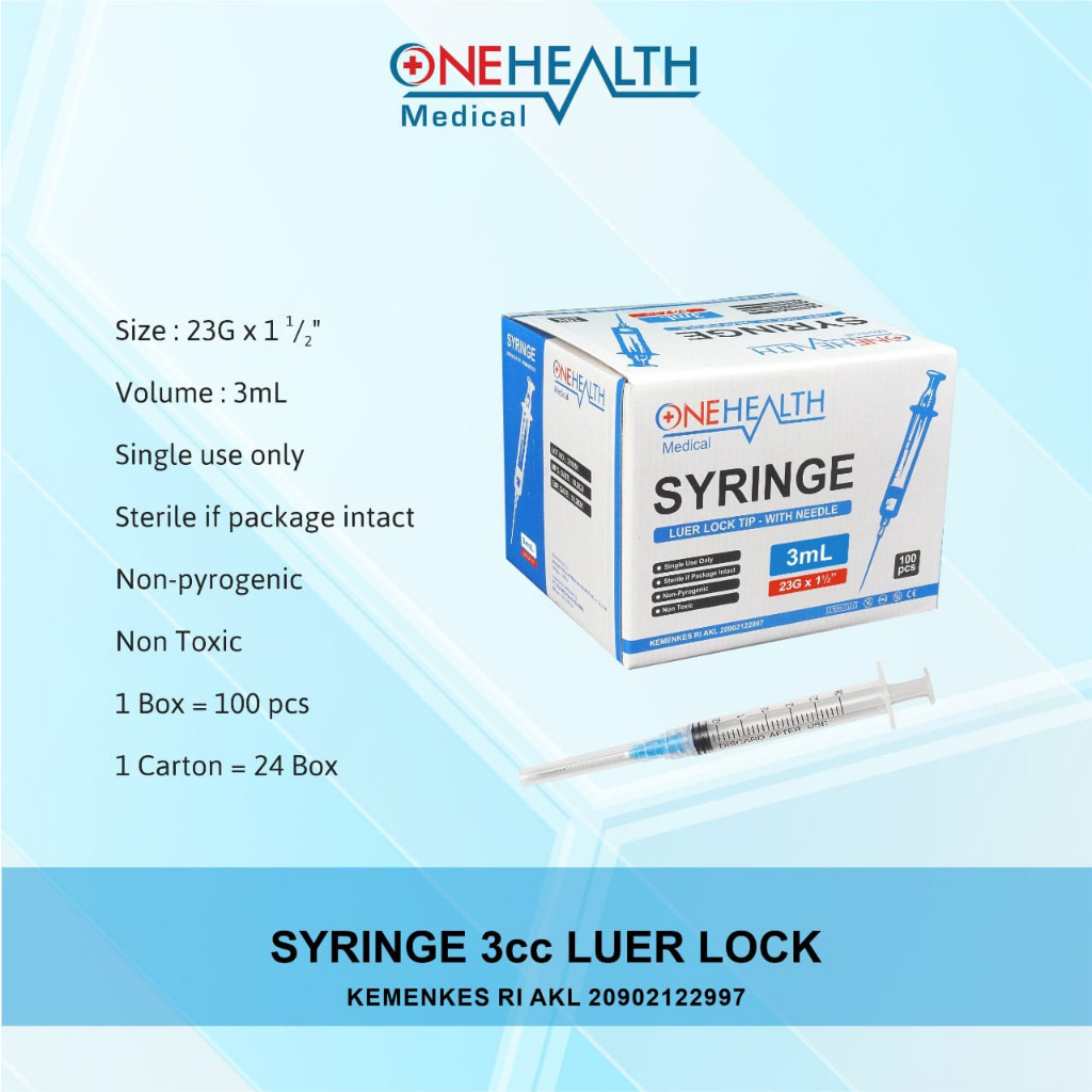 Eceran 5pcs - Syr 3CC / Spuit 3ml ONEMED ONEHEALTH