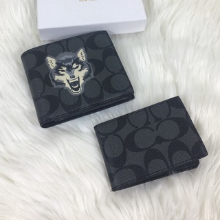 [Instant/Same Day] 31522    coach Men Short Wallet Melipat dompet  qianbao