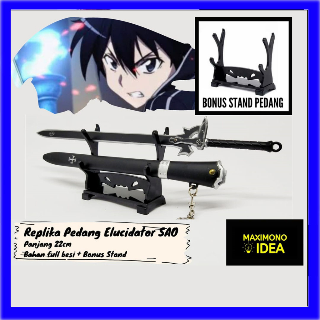 Gantungan Kunci Pedang Anime Sword Art Online Elucidator Kirito