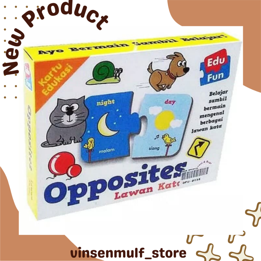 Mainan Puzzle Edukatif Lawan Kata/Kartu Edukasi Lawan Kata Latihan Kecerdasan Anak