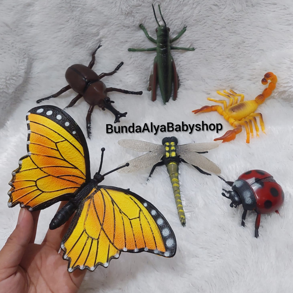 Mainan Set Figure Serangga Isi 6 - Mainan Hewan Insects Binatang Besar JUMBO - Mainan Binatang Serangga Ber-SNI
