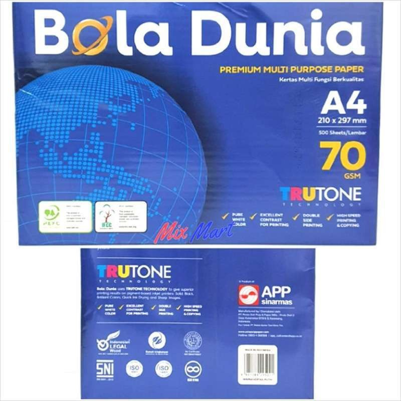 

Sy Kertas HVS / Kertas Photocopy A4 70 Gr Bola Dunia