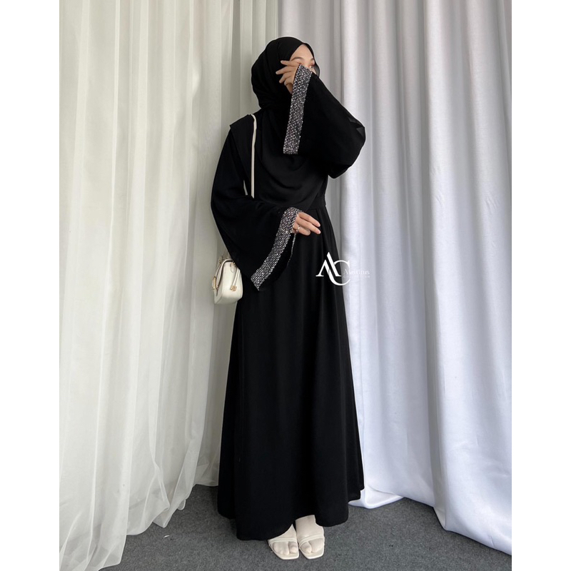 Abaya Turkey Hitam Gamis Dress Saudi Bahan Jetblack 864