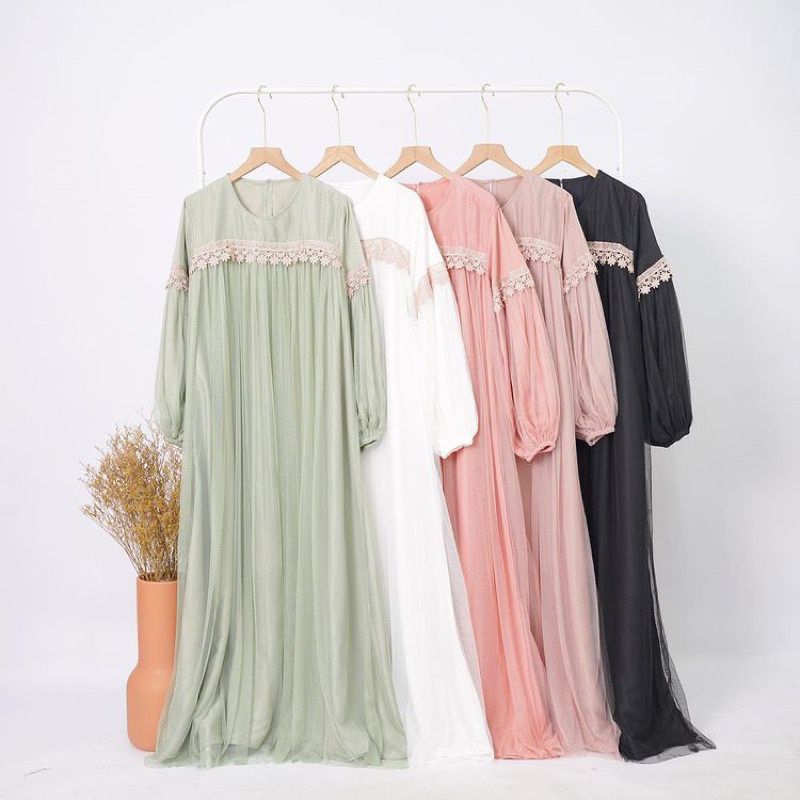 Dress Pesta Mazaya | Baju Pesta Renda Tile | Gamis Kondangan