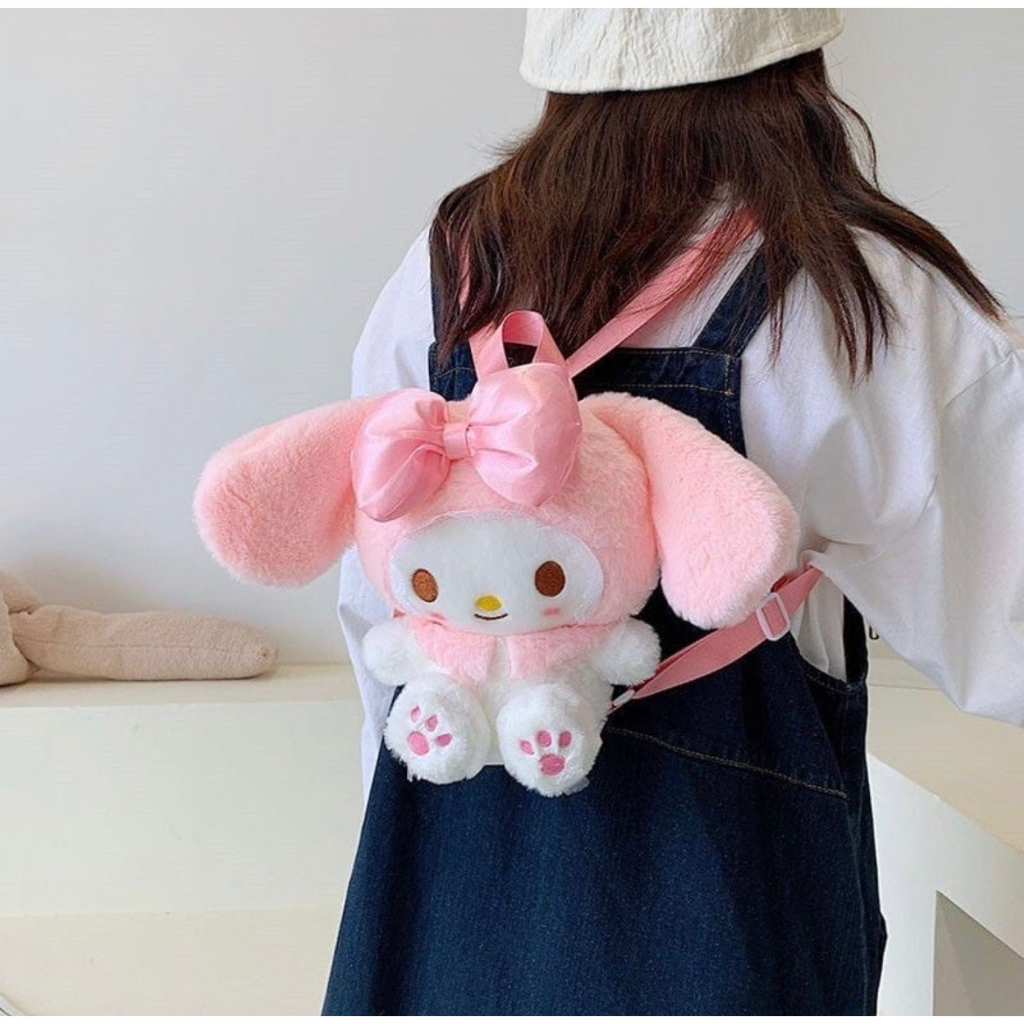Tas boneka ransel melody sanrio kawaii cute bulu lolita